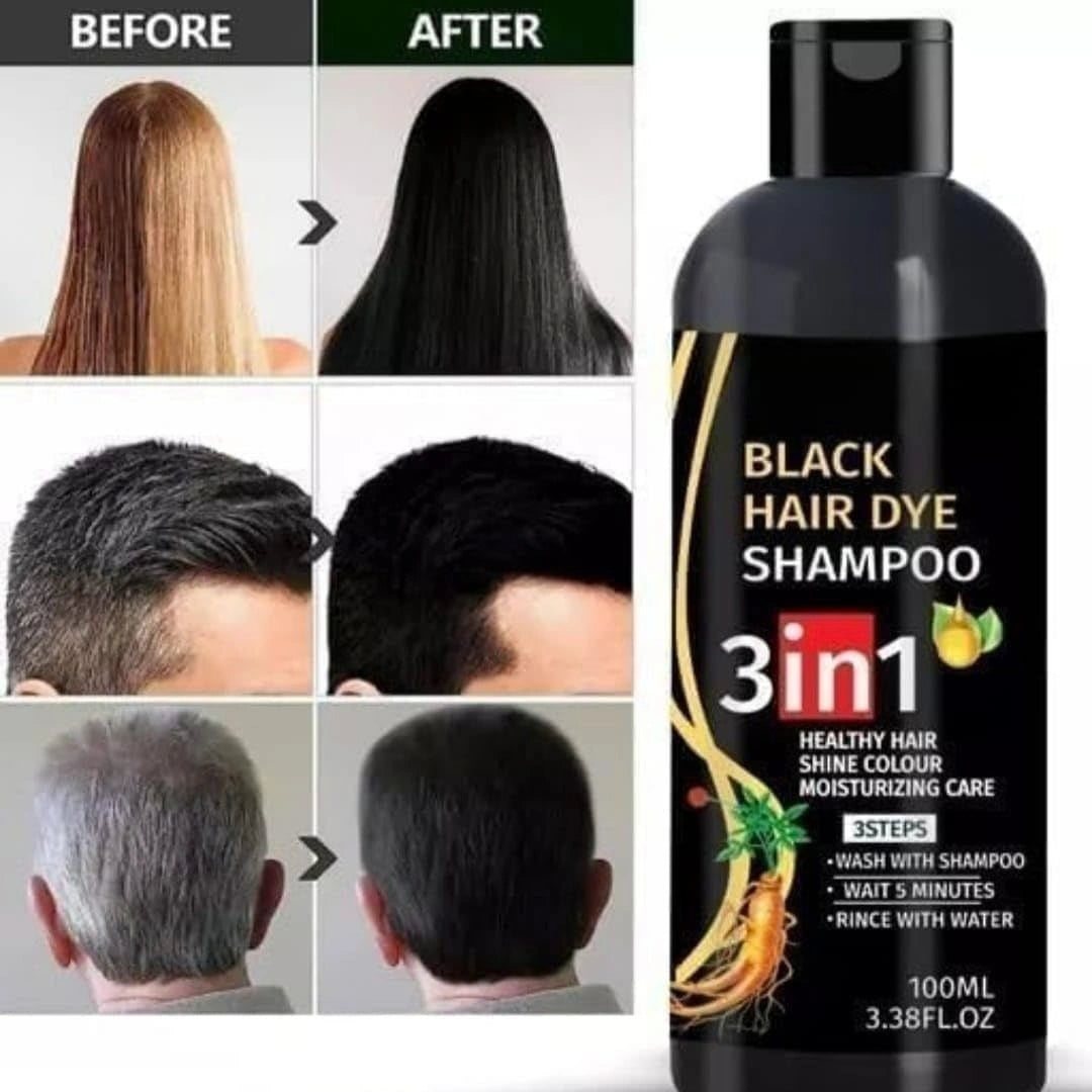 Applying black hair shampoo and lathering