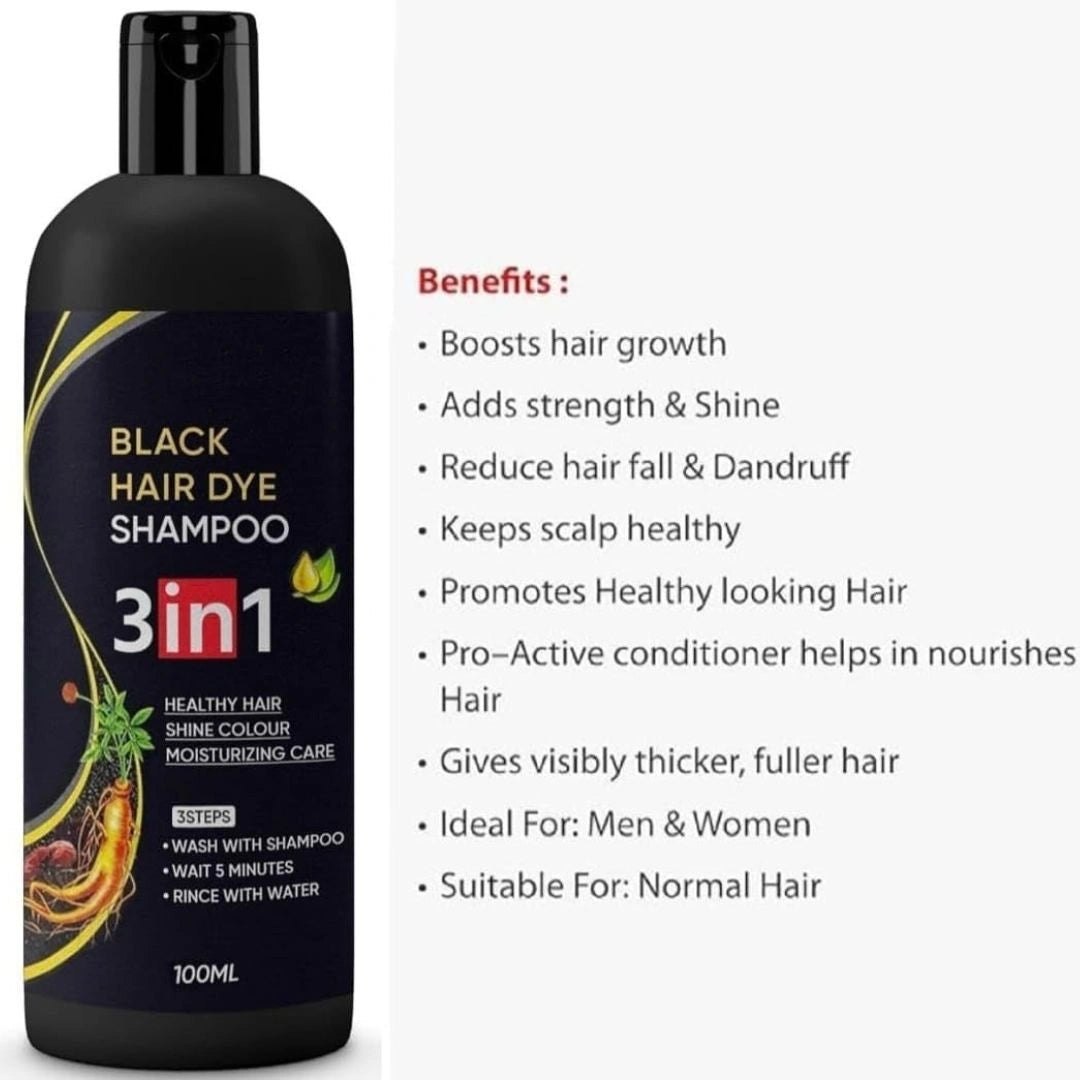 Natural-looking black hair result after shampoo